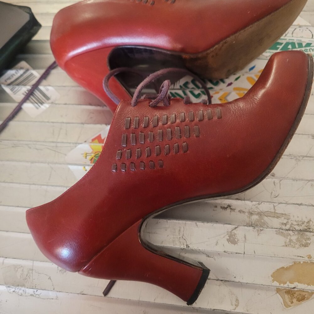 Red Fluevog 8 Booties - Picture 3 of 7